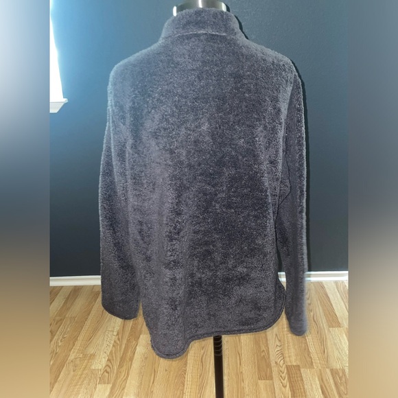 H&M Womens Long Sleeve Sherpa Pullover Quarter Zip Fuzzy Fleece Sweatshirt Large - Picture 3 of 11
